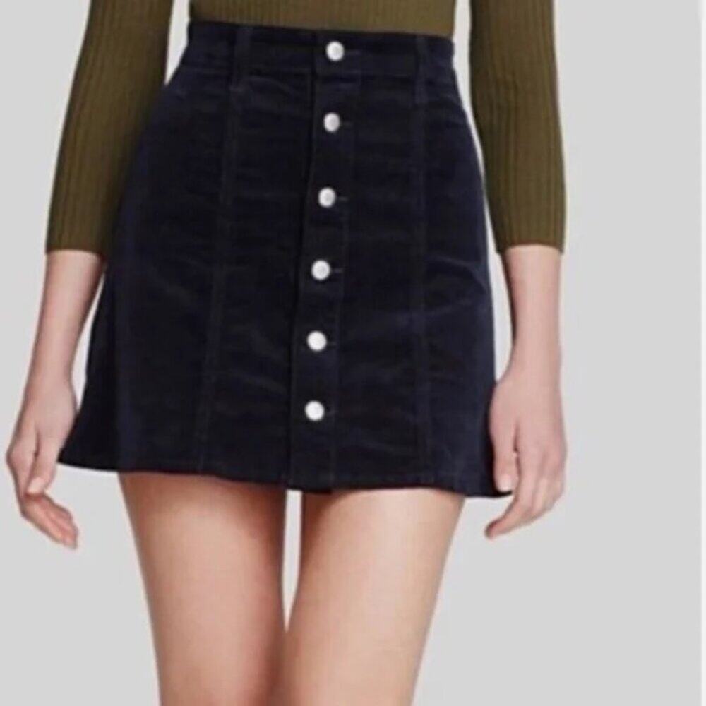 Alexa Chung For AG Navy Corduroy A-Line Mini Skirt